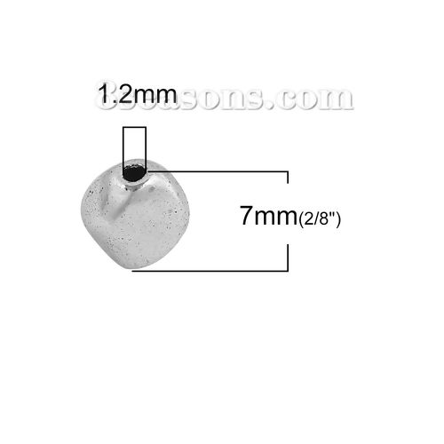 Picture of Zinc Based Alloy Spacer Beads Irregular Antique Silver Color 7mm x 6mm, Hole: Approx 1.2mm, 100 PCs