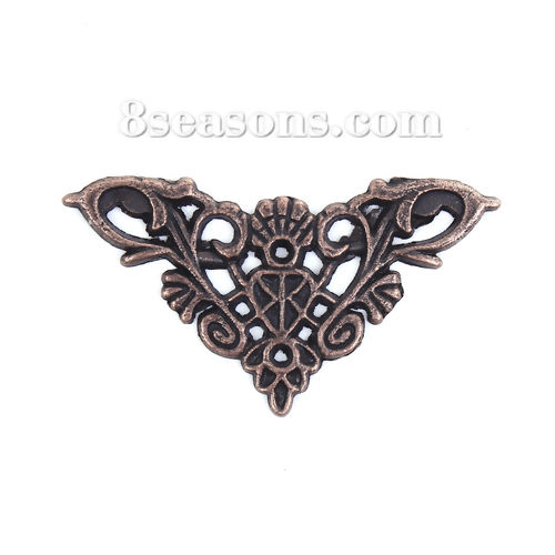 Picture of Zinc Based Alloy Filigree Stamping Embellishments Triangle Antique Copper 49mm(1 7/8") x 27mm(1 1/8"), 20 PCs