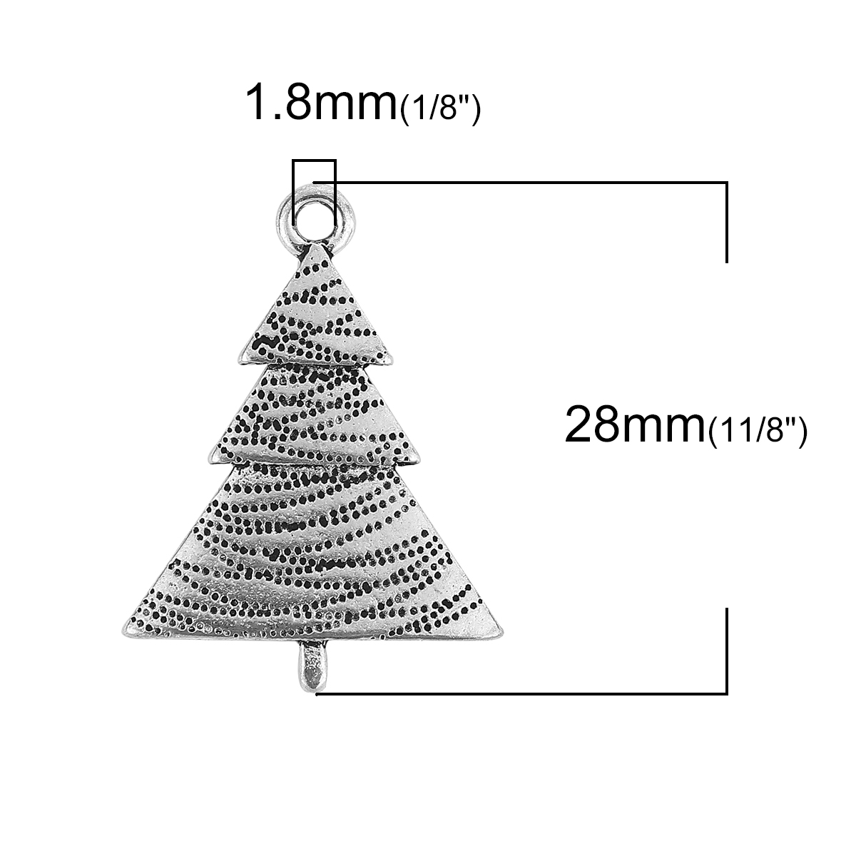 Bild von Zinklegierung Charms Anhänger Weihnachten Weihnachtsbaum Antiksilber Fleck 28mm x 21mm, 20 Stück
