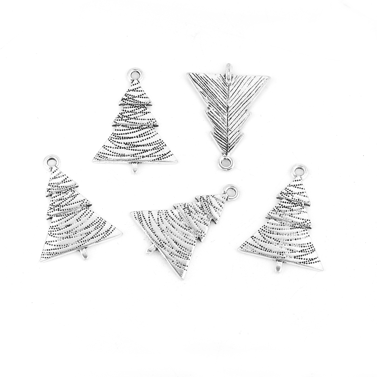 Bild von Zinklegierung Charms Anhänger Weihnachten Weihnachtsbaum Antiksilber Fleck 28mm x 21mm, 20 Stück