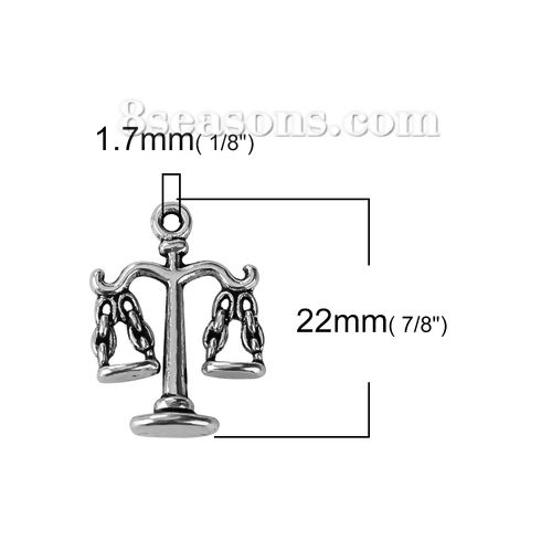 Picture of Zinc Based Alloy Charms Balance Antique Silver Color 22mm( 7/8") x 16mm( 5/8"), 30 PCs