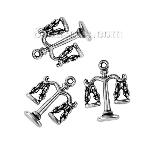 Picture of Zinc Based Alloy Charms Balance Antique Silver Color 22mm( 7/8") x 16mm( 5/8"), 30 PCs