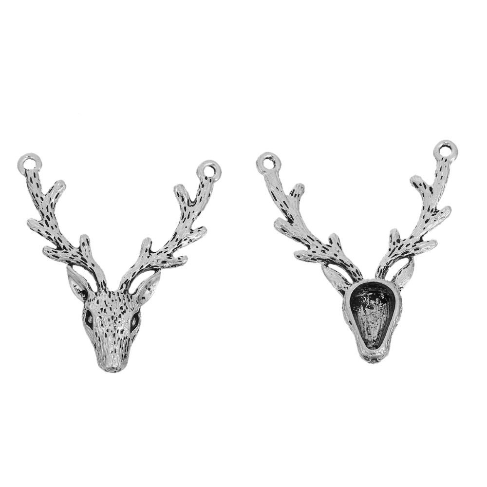Picture of Zinc Based Alloy Halloween Connectors Findings Blood Stain Antique Silver Color 66mm x 49mm, 2 PCs