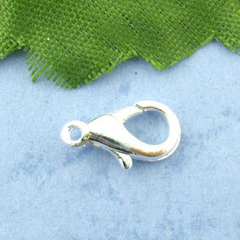Picture of Zinc Based Alloy Lobster Clasps Silver Plated 12mm x 6mm, 1000 PCs
