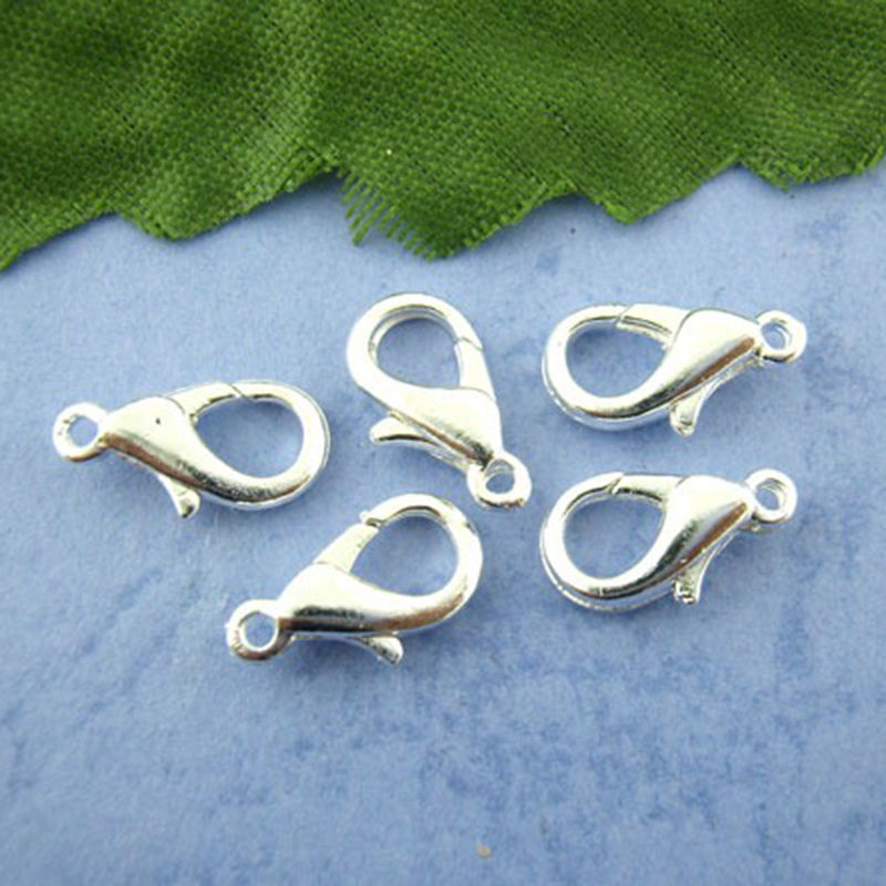 Picture of Zinc Based Alloy Lobster Clasps Silver Plated 12mm x 6mm, 1000 PCs