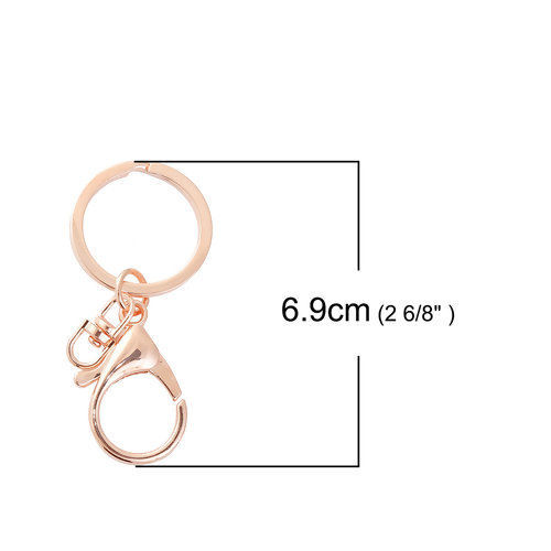 Picture of 60 PCs Iron Based Alloy Keychain & Keyring Rose Gold 6.9cm x 3cm