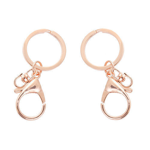 Picture of 60 PCs Iron Based Alloy Keychain & Keyring Rose Gold 6.9cm x 3cm
