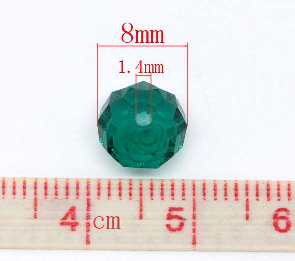 Picture of Crystal Glass Loose Beads Round Malachite Green Faceted Transparent About 8mm Dia, Hole: Approx 1mm, 70 PCs