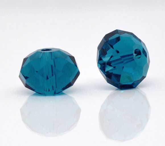 Picture of Crystal Glass Loose Beads Round Peacock Blue Faceted Transparent About 8mm Dia, Hole: Approx 1mm, 70 PCs