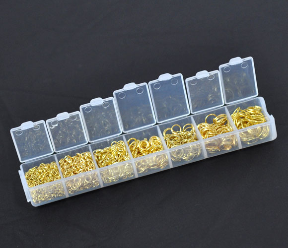 Picture of 7mm - 5mm Dia., Iron Based Alloy Open Jump Rings Findings For Jewelry Making Mixed Color Round