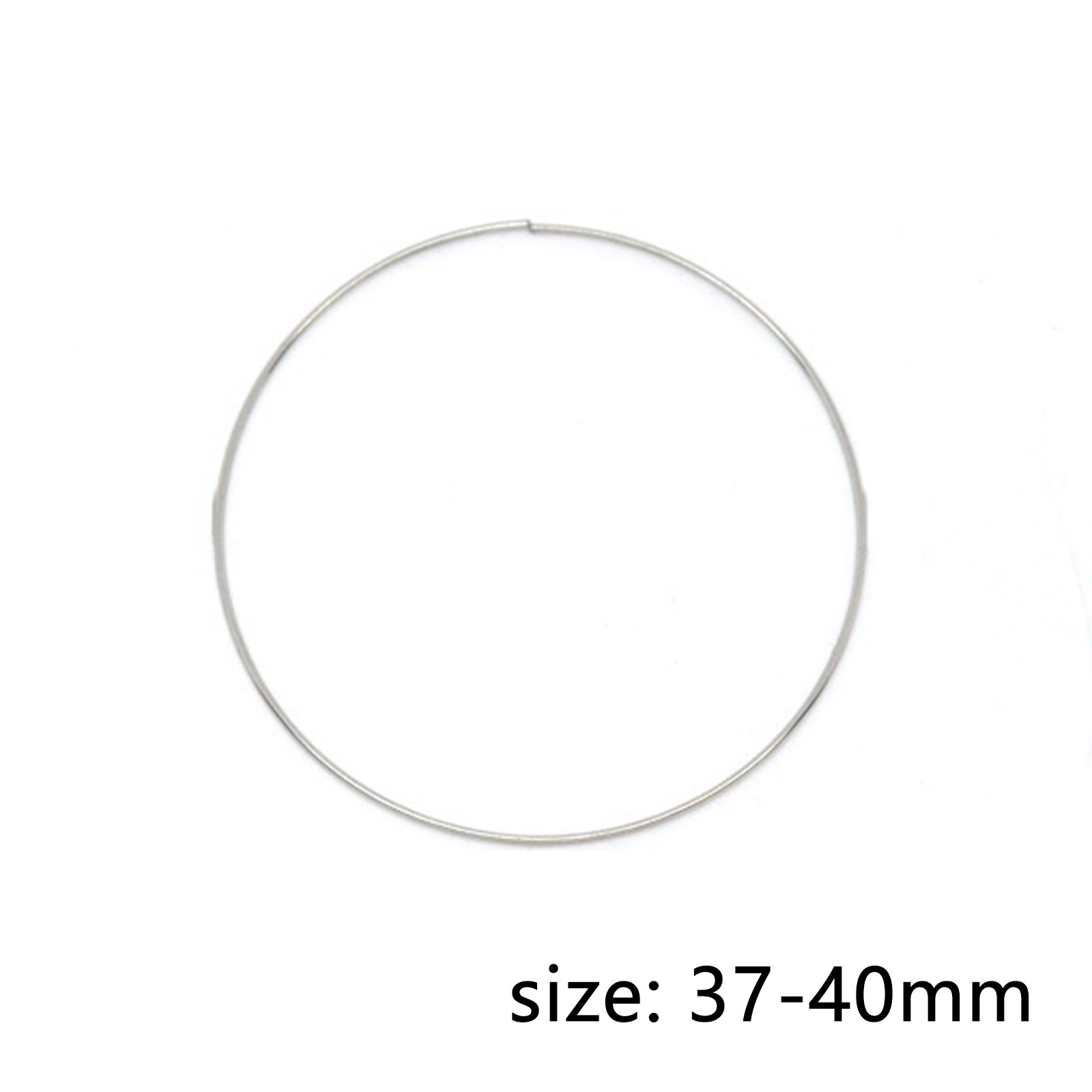 Imagen de 200 Aros Acero Beading Wire Componentes de pulsera Ronda Tono de Plata 0.6mm 40mm Dia.