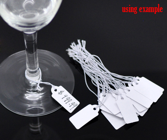 Image de Etiquette de Prix en Papier avec Fil Blanc 8cm, 200 Pcs