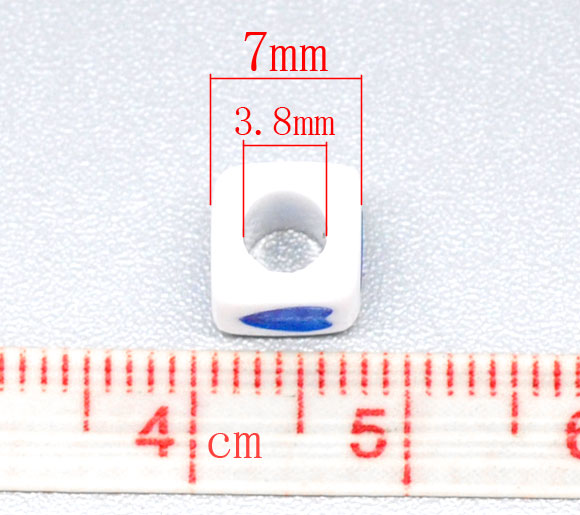 Picture of Acrylic Bubblegum Beads Cube At Random Mixed Heart Carved About 7mm x 7mm, Hole: Approx 3.8mm, 300 PCs