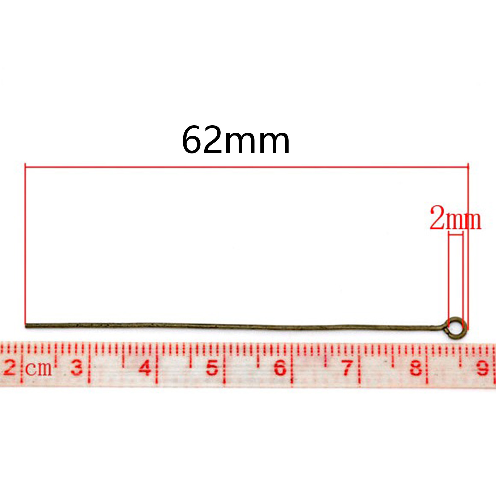 Picture of 200 PCs Iron Based Alloy Pins Antique Bronze 62mm long, 0.8mm