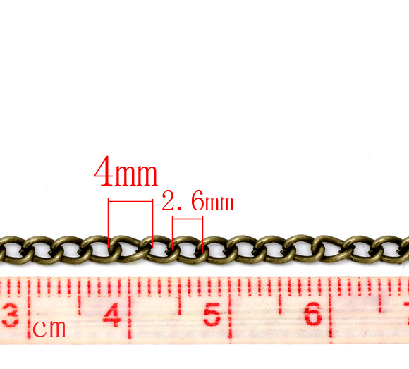 Picture of Alloy Open Link Curb Chain Findings Antique Bronze 4x3mm(1/8"x1/8"), 10 M