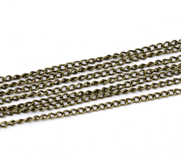 Picture of Alloy Open Link Curb Chain Findings Antique Bronze 4x3mm(1/8"x1/8"), 10 M