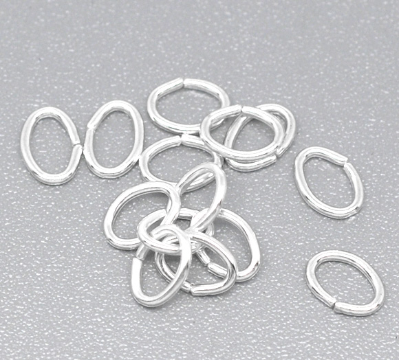 Picture of 2000 PCs 5.5mm x 4mm, 0.7mm(21 gauge) Iron Based Alloy Open Jump Rings Findings For Jewelry Making Silver Plated Oval