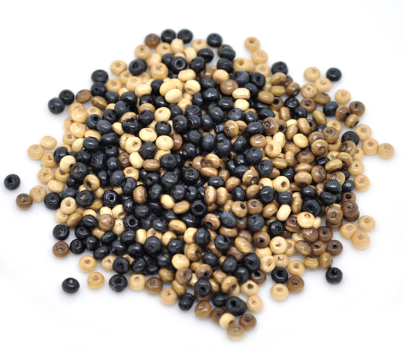 Picture of Natural Wood Spacer Beads Rondelle Round At Random Mixed 5mm x 3mm - 4mm x 3mm, Hole: Approx 1.5mm, 3000 PCs