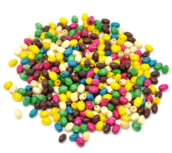 Picture of Natural Wood Spacer Beads Barrel At Random Mixed About 6mm x5mm - 6mm x4mm, Hole: Approx 1.8mm, 1500 PCs
