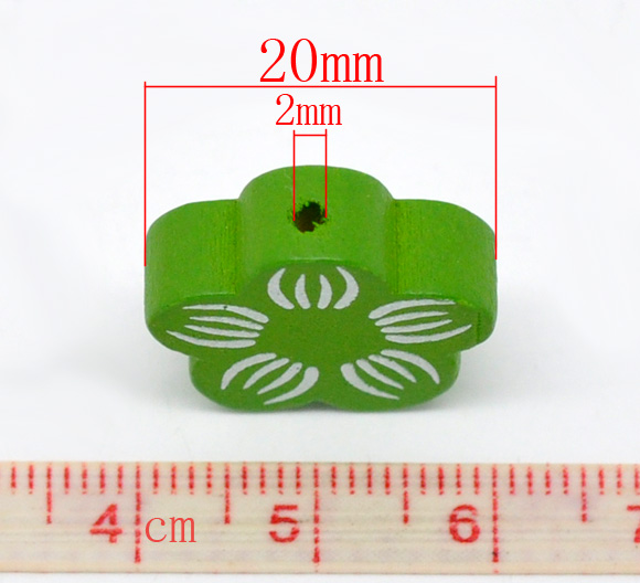 Imagen de Cuentas Madera de Flor,Al Azar 20mm x 20mm, Agujero: acerca de 2mm, 50 Unidades