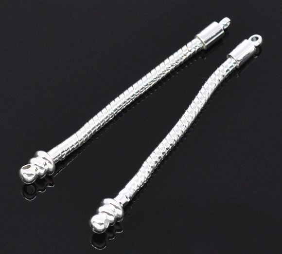 Picture of Silver Plated Dangle Earrings Fit European Charm 6cm(without Hook), sold per packet of 5 pairs