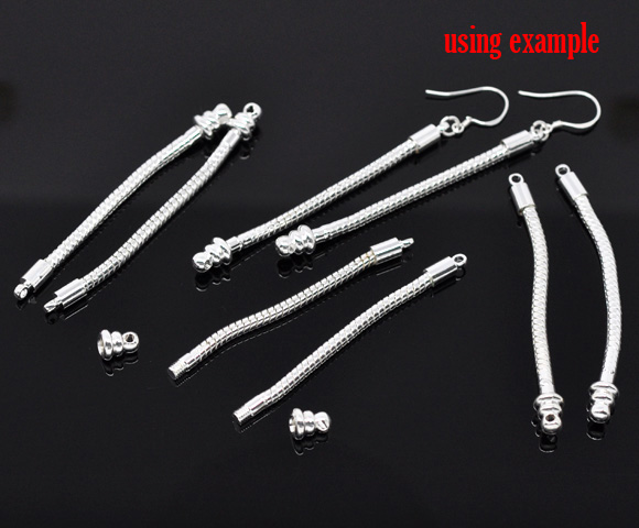 Picture of Silver Plated Dangle Earrings Fit European Charm 6cm(without Hook), sold per packet of 5 pairs