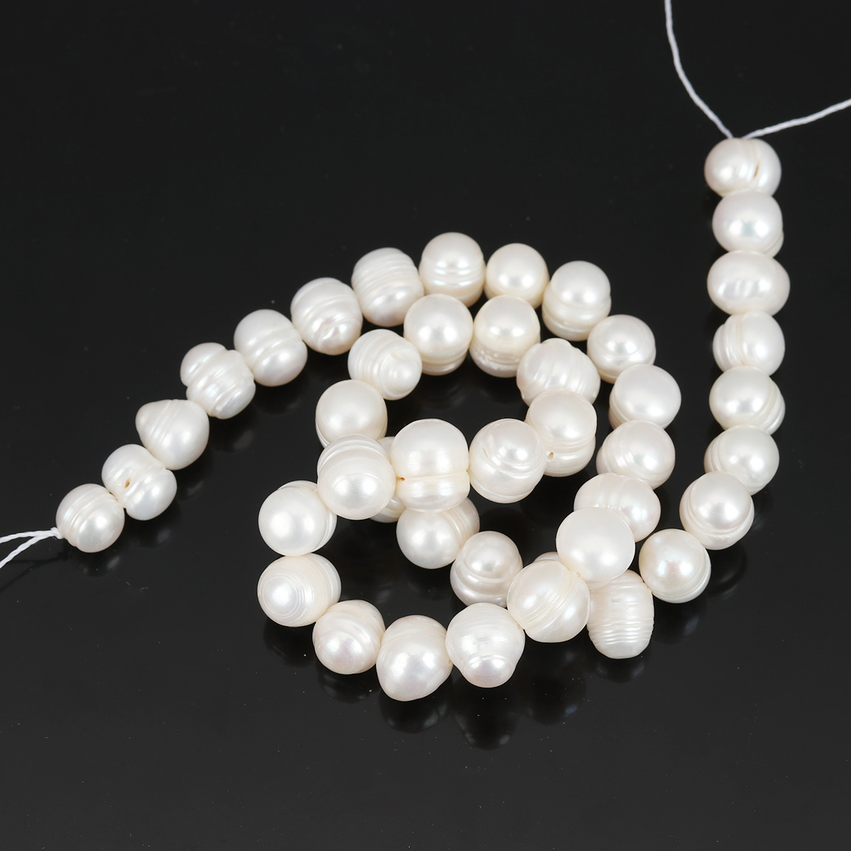 Picture of (Grade B) Natural Freshwater Cultured Pearl Beads Semi Baroque White About 9mm-10mm, Hole: Approx 0.5mm, 36.5cm long, 1 strand(Approx 42 PCs/Strand)