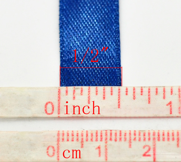 Picture of Polyester Easter Satin Ribbon Dark Blue About 12.6mm( 4/8"), 1 Roll(Approx 25 Yards/Roll)
