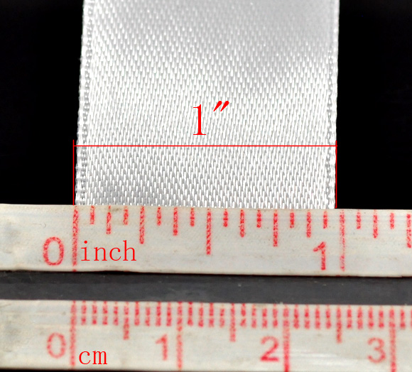 Picture of Polyester Easter Satin Ribbon White 24mm(1"), 1 Roll(Approx 25 Yards/Roll)