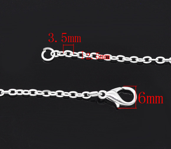 Picture of Link Cable Chain Necklace Silver Plated 45.6cm(18") long, Chain Size: 3.5x2.5mm(1/8"x1/8"), 12 PCs