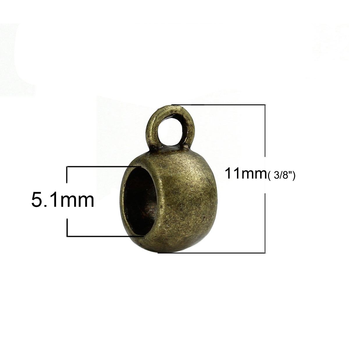 Picture of Antique Bronze Bail Beads Fit European Bracelet 11x5mm, sold per packet of 50