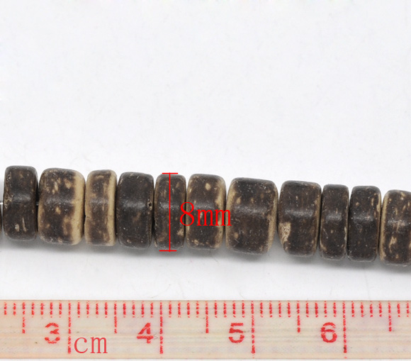 Picture of Brown Coconut Shell Rondelle Loose Beads 8mm 40cm, sold per packet of 4 strands