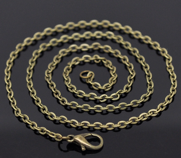 Picture of Link Cable Chain Necklace Antique Bronze 50.9cm(20") long, Chain Size: 4x3mm(1/8"x1/8"), 12 PCs
