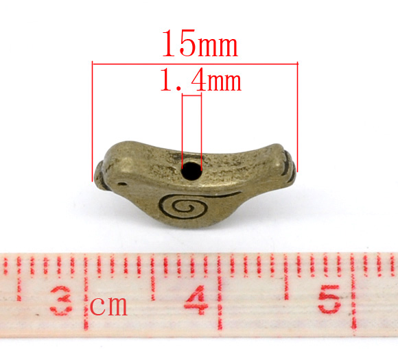 Picture of Zinc Based Alloy Beads Mother Bird Antique Bronze Spiral Carved About 15mm x 12mm, Hole:Approx 1.4mm, 50 PCs