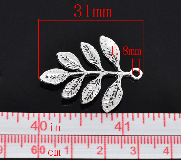 Picture of Antique Silver Color Leaf Shape Connectors 31x27mm, sold per packet of 30