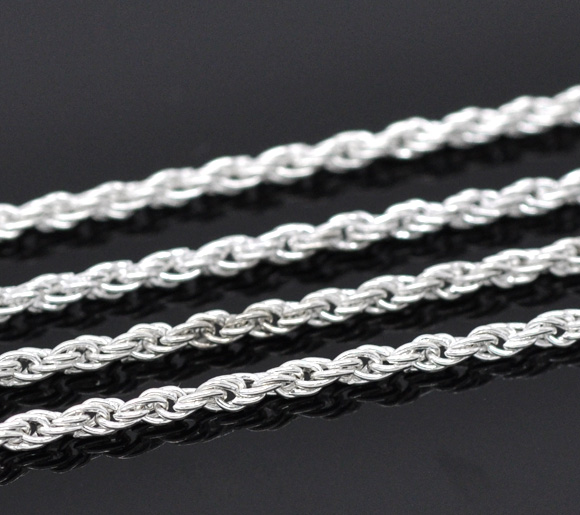 Image de Chaîne Maille Torsade en Fer Argenté 3x2mm, 10 M