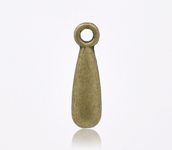 Imagen de Colgantes Aleación del Metal Del Zinc de Gota Tono Bronce Rhinestone 16.0mm x 5.0mm, 60 Unidades 