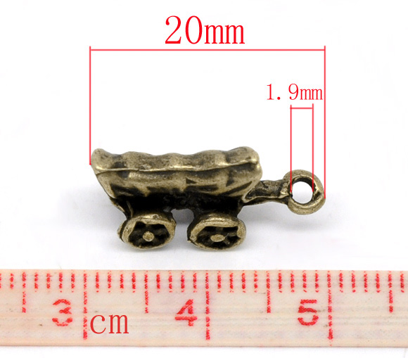 Imagen de Colgantes Aleación del Metal Del Zinc de Coche Tono Bronce Rhinestone 20.0mm x 11.0mm, 30 Unidades 