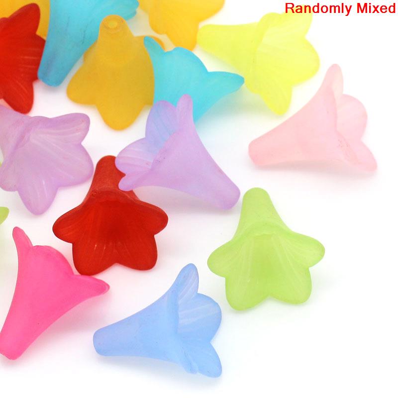 Imagen de Cuentas Acrílico Flor del lirio Lucite,Al Azar 22mm x 21mm, Agujero: acerca de 1.8mm, 50 Unidades