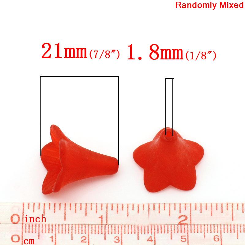 Imagen de Cuentas Acrílico Flor del lirio Lucite,Al Azar 22mm x 21mm, Agujero: acerca de 1.8mm, 50 Unidades