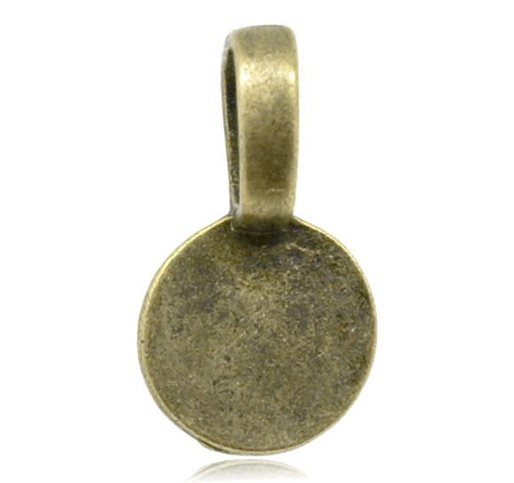 Picture of Antique Bronze Round Disc Glue on Bail 18x10mm, sold per packet of 50