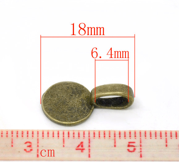 Picture of Antique Bronze Round Disc Glue on Bail 18x10mm, sold per packet of 50