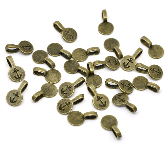 Picture of Antique Bronze Round Disc Glue on Bail 18x10mm, sold per packet of 50