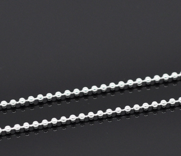 合金 ボールチェーン 銀メッキ 1.5mm 直径、 10メートル の画像