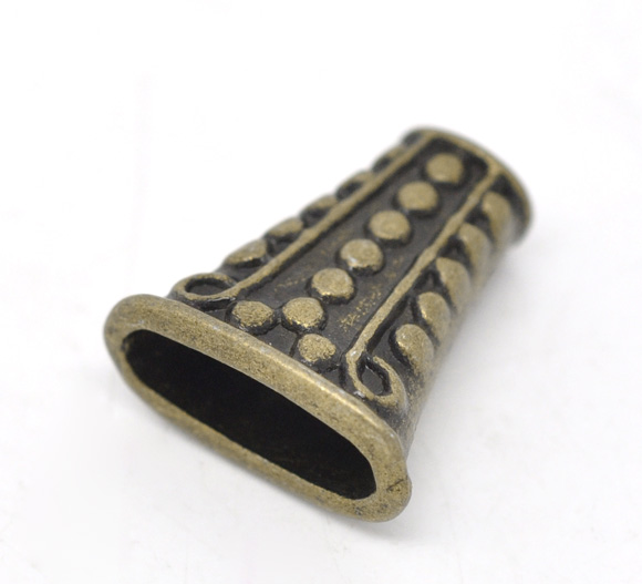 Imagen de Cuentas Espaciador Zamak Trapecio,Bronce Antiguo Punto 19mm x 17mm, Agujero: acerca de 14mm x 4.5mm 5.5mm x 3.7mm, 10 Unidades