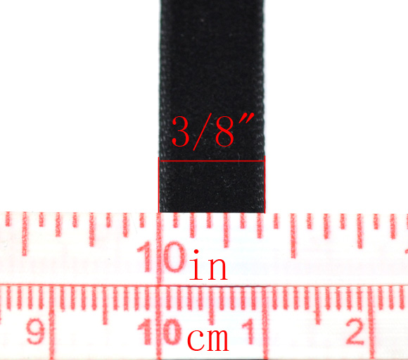 Picture of Velveteen Easter Ribbon Black 10mm( 3/8"), 10 Yards (Approx 9.2M)