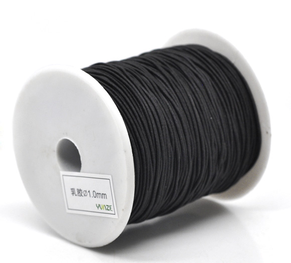 Imagen de Cuerda Látex & Nylon de Negro,1.0mm Diámetro 1 Rollo 