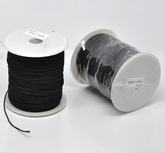 Imagen de Cuerda Látex & Nylon de Negro,1.0mm Diámetro 1 Rollo 