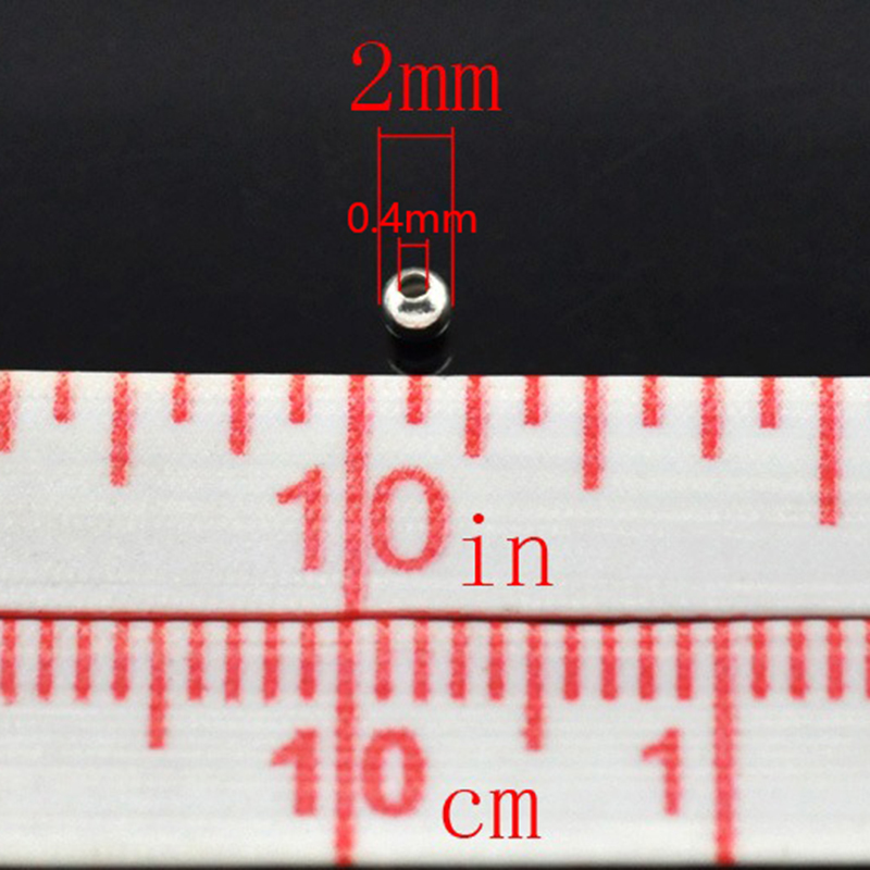 Picture of 3000 PCs Iron Based Alloy Spacer Beads For DIY Jewelry Making Silver Plated Ball About 2mm Dia., Hole: Approx 0.4mm