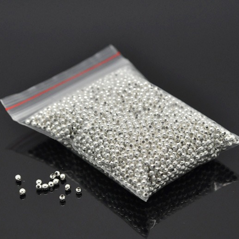 Picture of 3000 PCs Iron Based Alloy Spacer Beads For DIY Jewelry Making Silver Plated Ball About 2mm Dia., Hole: Approx 0.4mm
